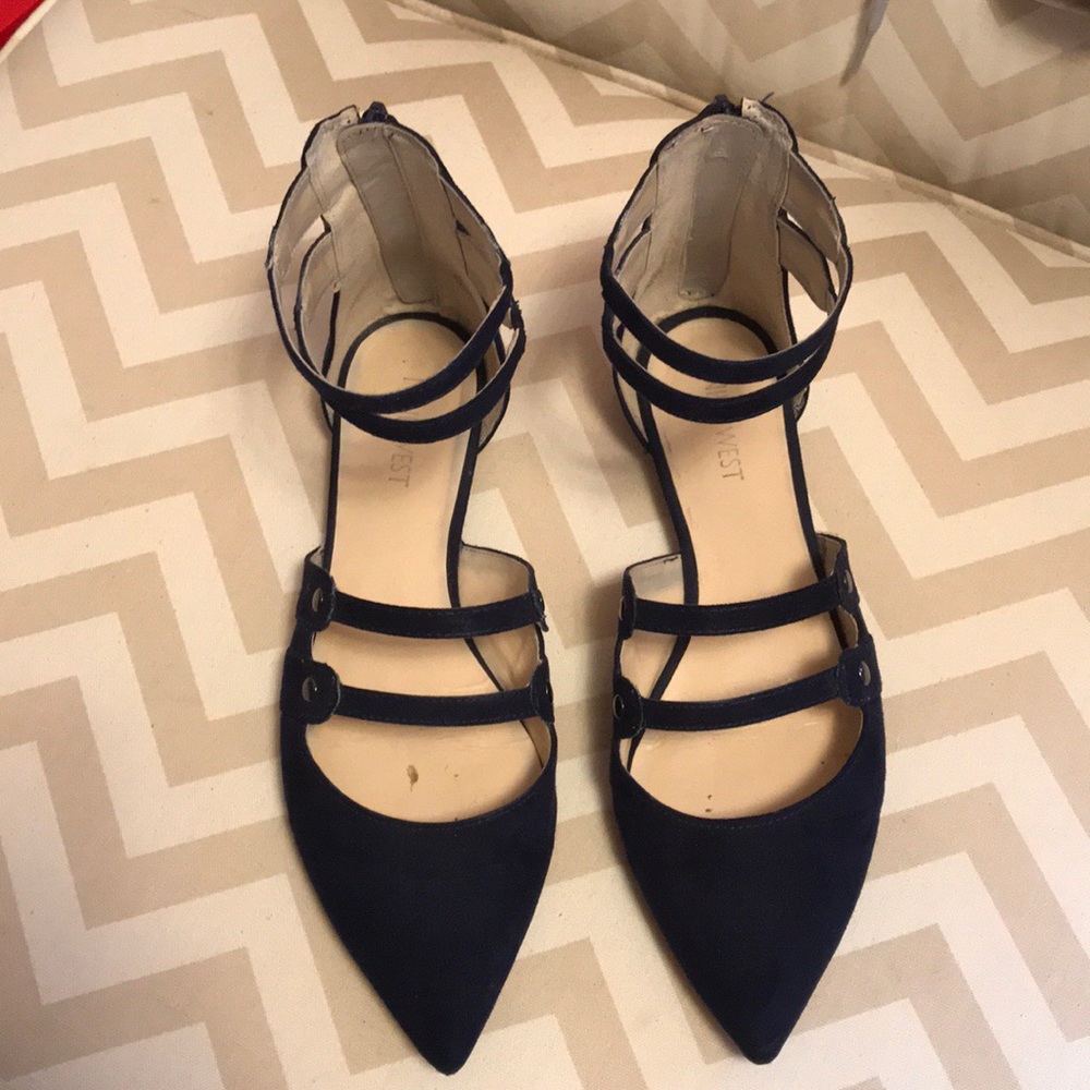 Nine West Blue Military-Inspired Ankle Flats